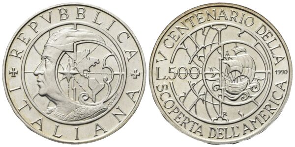 500 Lire 1990, II emissione Scoperta dell’America.