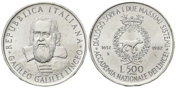 500 Lire 1982, Galileo Galilei Linceo.