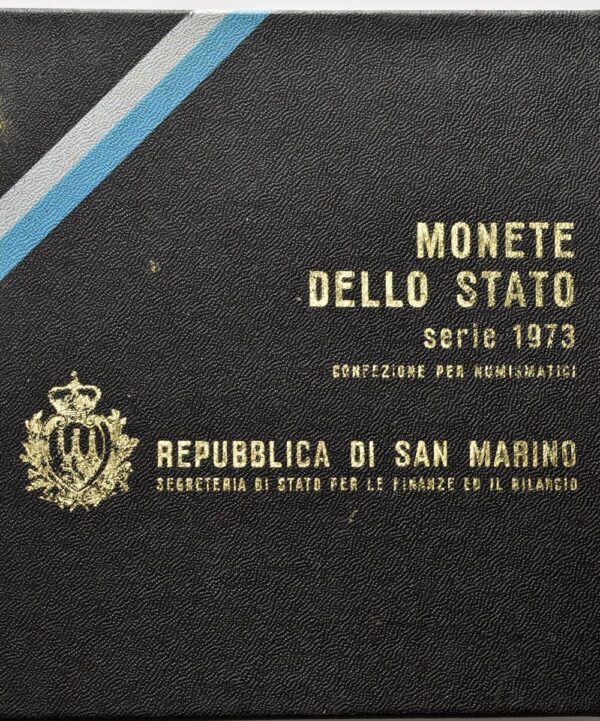 Serie di 8 valori 1973: 500 Lire (Ag), 100-50 Lire (Ac), 20 Lire (Ba), 10-5-2-1 Lira (It).