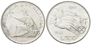 500 Lire 1961, 100mo Unità d’Italia.