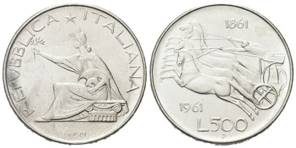 500 Lire 1961, 100mo Unità d’Italia.