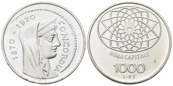 1000 Lire 1970 Centenario Roma.