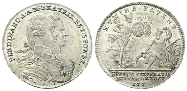 Modena - Medaglia 1771 celebrativa delle nozze con la duchessa Maria Beatrice d’Este.