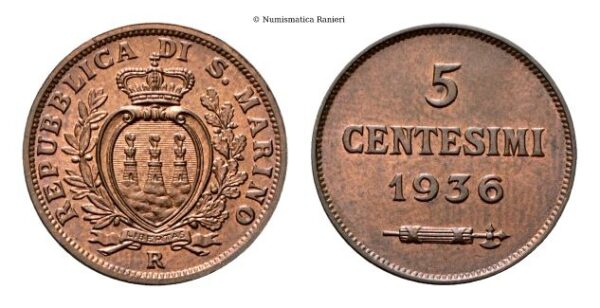 5 Centesimi 1936.