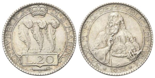 20 Lire 1937, 2500 pezzi coniati.