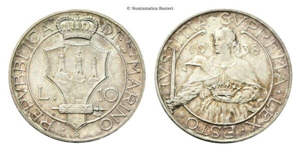 10 Lire 1938.