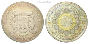 Benin - 1500 Franchi 2002, introduzione dell’Euro.