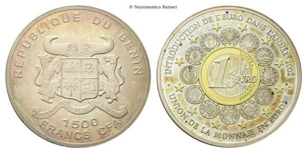 Benin - 1500 Franchi 2002, introduzione dell’Euro.