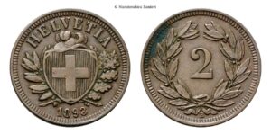 Svizzera - 2 Rappen 1893 B.