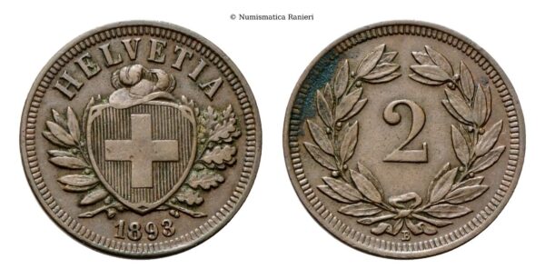 Svizzera - 2 Rappen 1893 B.