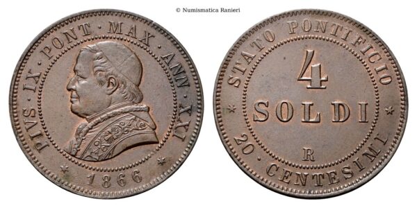 Roma - 4 Soldi o 20 Centesimi 1866 a. XXI.