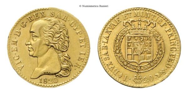 20 Lire 1820 Torino, I Tipo.