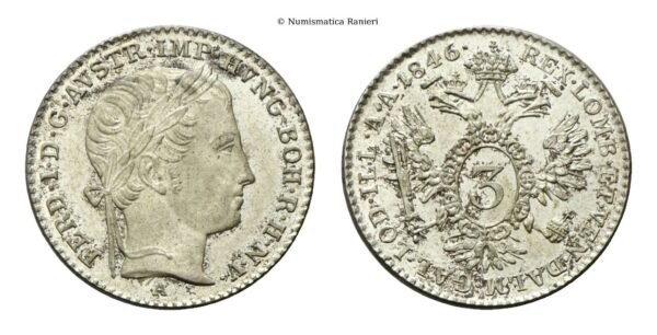 Austria - 3 kreuzer 1846, A.