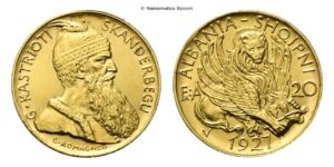 Albania - 20 Franga Ari 1927, zecca di Vienna.