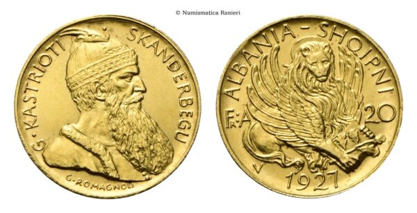 Albania - 20 Franga Ari 1927, zecca di Vienna.