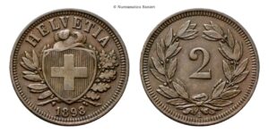 Svizzera - 2 Rappen 1893 B.