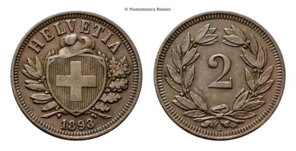 Svizzera - 2 Rappen 1893 B.