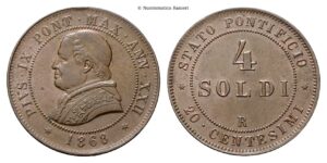 Roma - 4 Soldi o 20 Centesimi 1868 a. XXII.