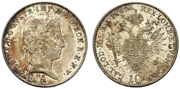 Austria - 10 kreuzer 1847, A.