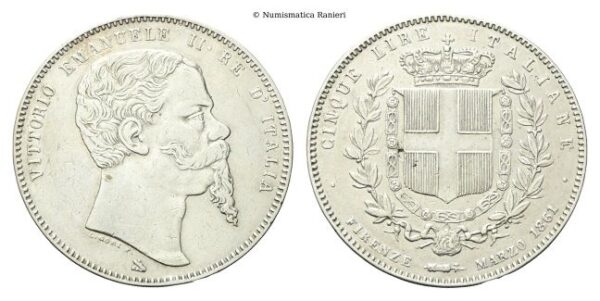 5 Lire 1861 Firenze.