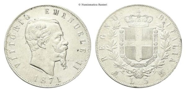 5 Lire 1871 Milano.