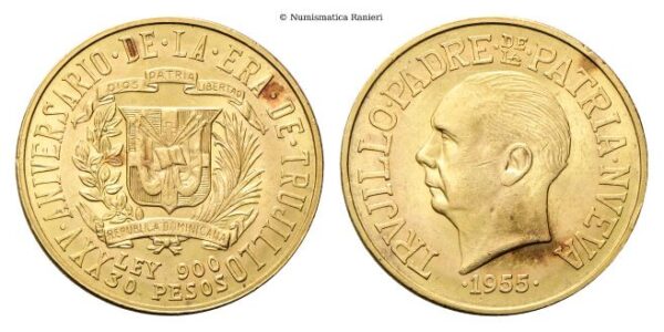 30 Pesos Rafael Trujillo Emissione commemorativa25° anniversario del regime di Trujillo