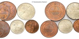 Serie 1950 composta dai 5 valori: 1 Somalo, 50 Centesimi, 10, 5 e 1 Centesimo.