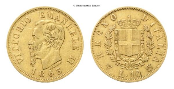10 Lire 1863 Torino.