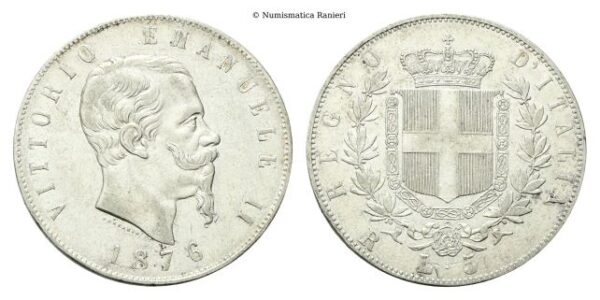 5 Lire 1876 Roma.