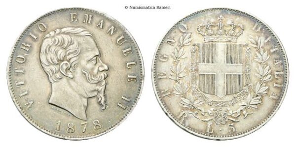 5 Lire 1878 Roma.