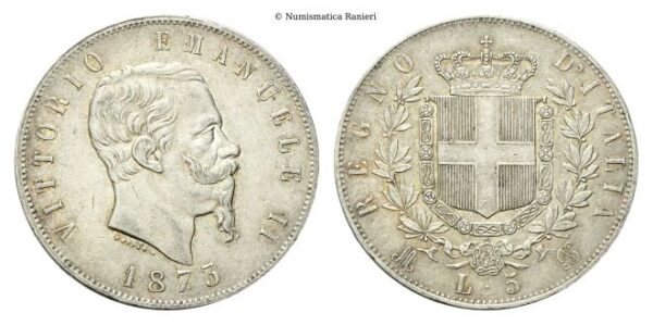 5 Lire 1873 Milano.