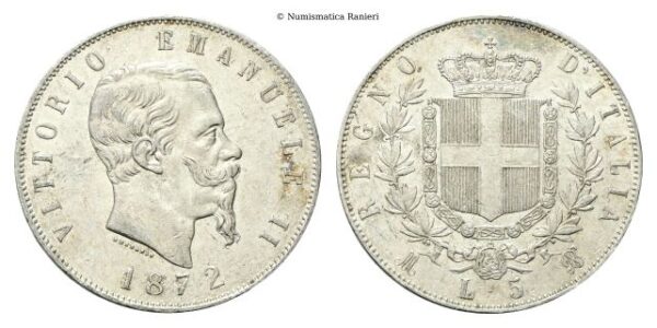 5 Lire 1872 Milano.