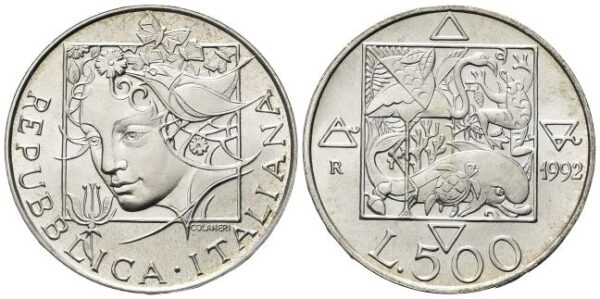 500 Lire 1992, II emissione Flora e Fauna.
