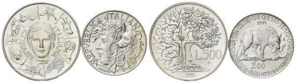 Dittico 500 e 200 Lire 1991, I emissione Flora e Fauna.