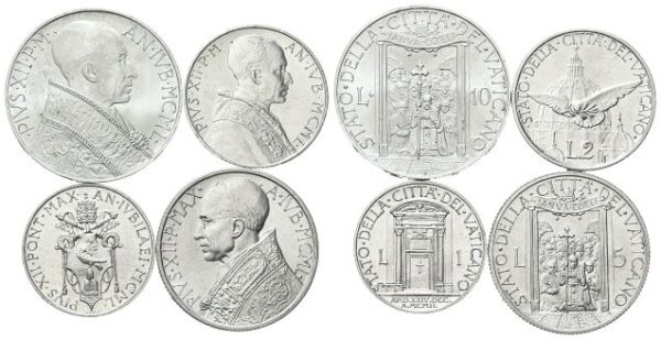 Serie 1950 di 4 valori: 10, 5, 2, 1 Lira 1950 IVB.