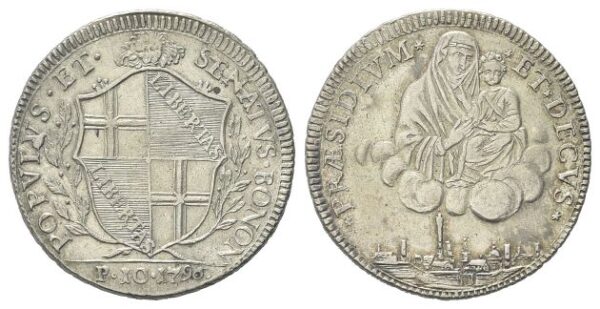 Bologna - Scudo da 10 Paoli 1796 con mura poligonali.