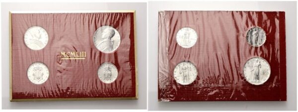 Serie di 4 valori: 10, 5, 2, 1 Lira (It) 1953 a. XV.