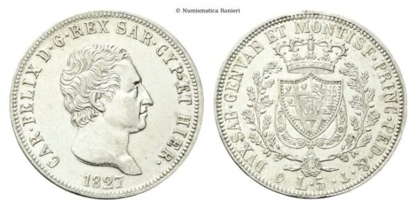 5 Lire 1827 Genova.