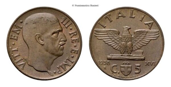 5 Centesimi 1938 a. XVI Roma, Impero.
