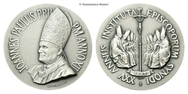 Medaglia 1990 a. XV opus G. Merighi, Istituzione del Sinodo dei Vescovi.