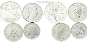 Serie 1946 composta da 4 valori: 10 Lire, 5 Lire, 2 Lire e Lira.