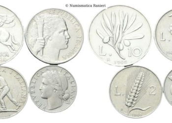 Serie 1946 composta da 4 valori: 10 Lire, 5 Lire, 2 Lire e Lira.