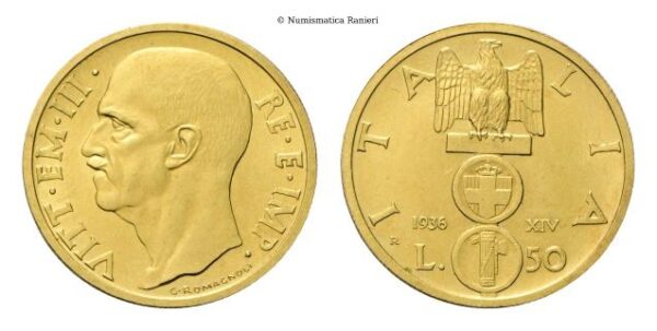 50 Lire 1936 a. XIV Roma, Impero