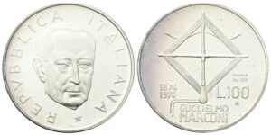 100 Lire 1974 Guglielmo Marconi “Prova” Argento.