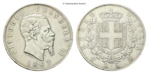 5 Lire 1862 Torino.
