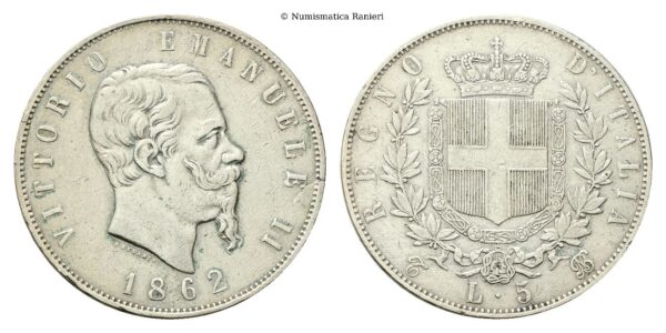 5 Lire 1862 Torino.